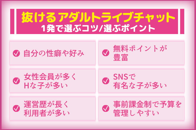 抜けるアダルトライブチャットを1発で選ぶコツ