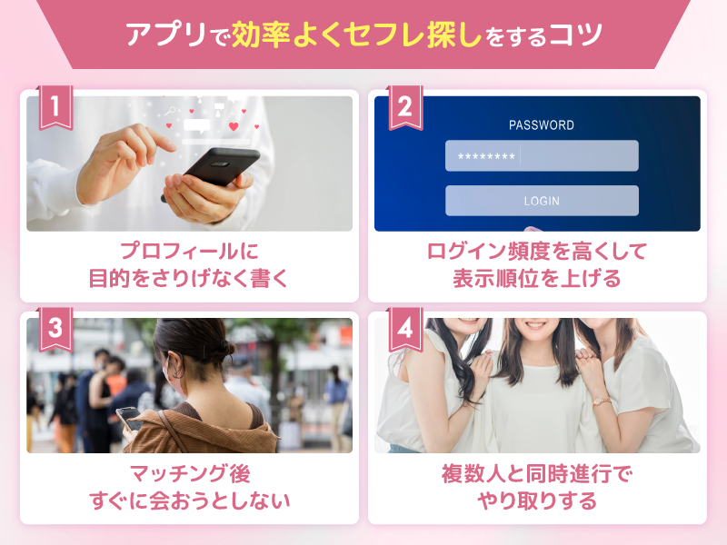 アプリで効率よくセフレ探しをするコツ